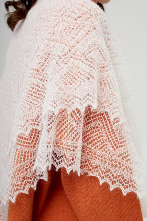 White Lace Down Shawl (100 × 100 cm)