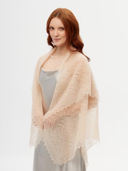 Light Beige Lace Down Shawl (120 × 120 cm)