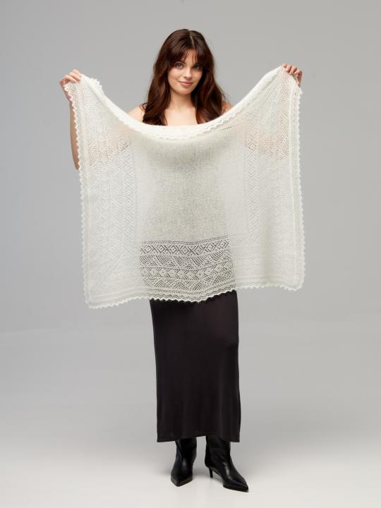 White Warm Down Shawl (100 × 100 cm)