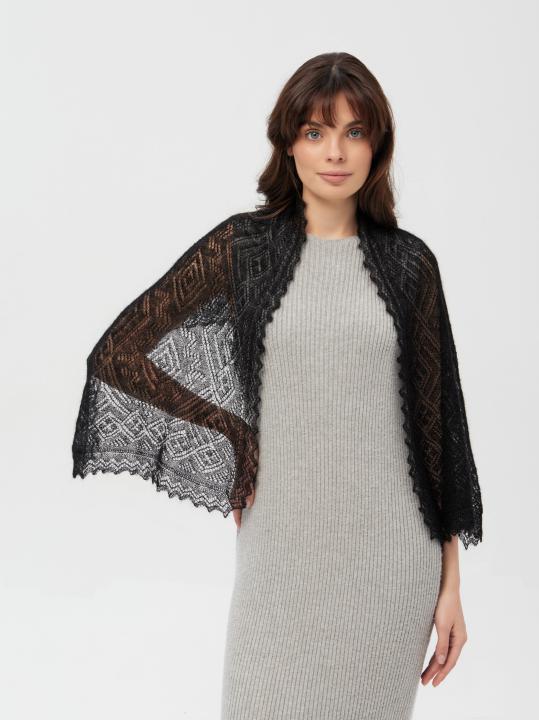 Black Lace Down Stole (120 × 40 cm)