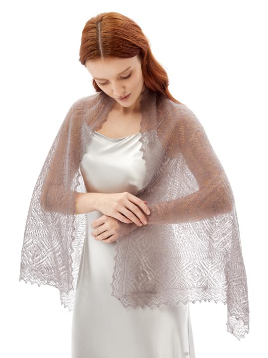 Gray Lace Down Stole (140 × 60 cm)