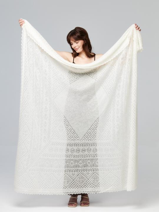 Premium Ecru Down & Silk Shawl (130 × 130 cm)