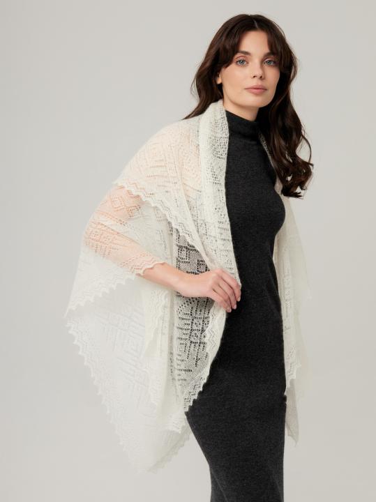 Premium Ecru Lace Down Shawl (120 × 120 cm)