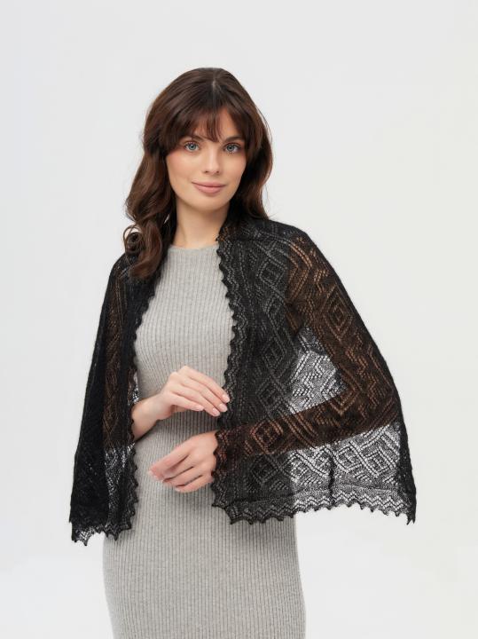 Black Lace Down Stole (120 × 40 cm)