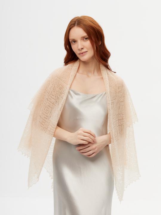 Light Beige Lace Down Shawl (120 × 120 cm)