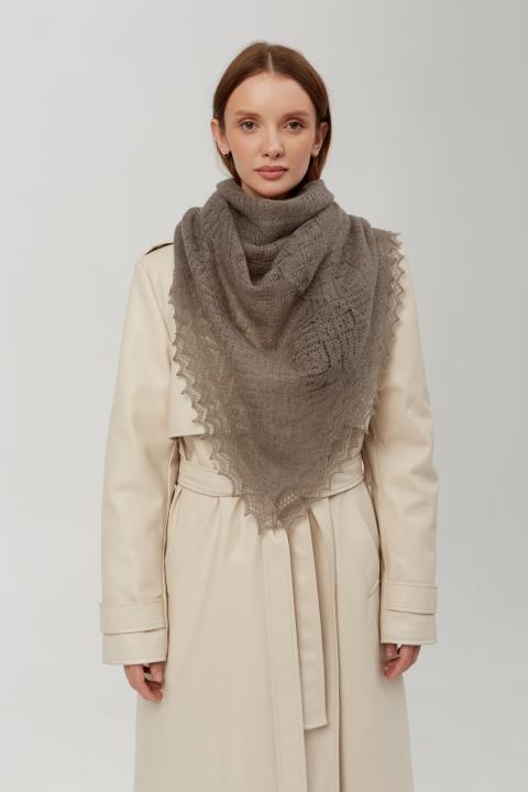 Gray Lace Down Shawl (120×120 cm)