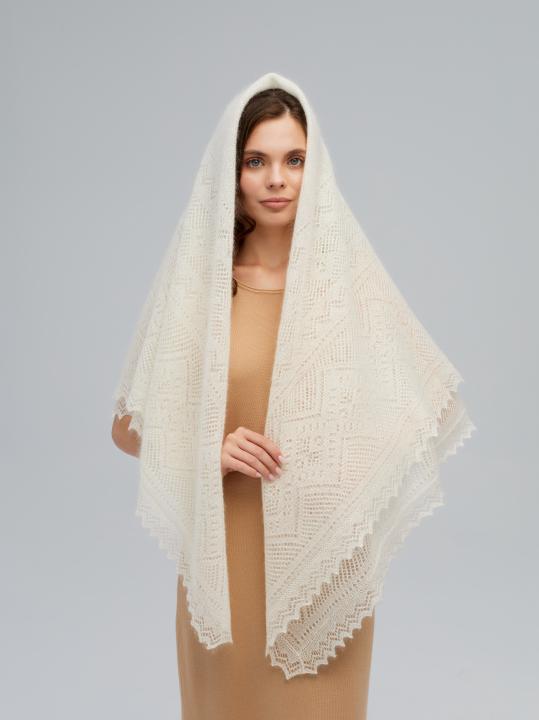 Premium Ecru Down & Silk Shawl (130 × 130 cm)
