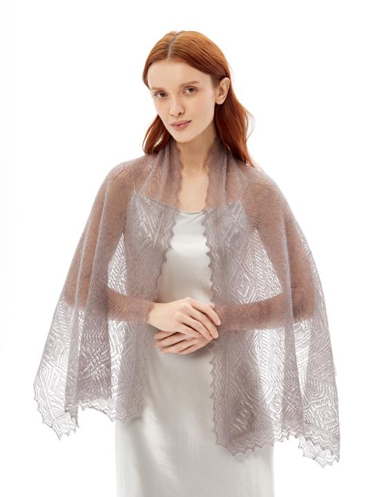 Gray Lace Down Stole (140 × 60 cm)