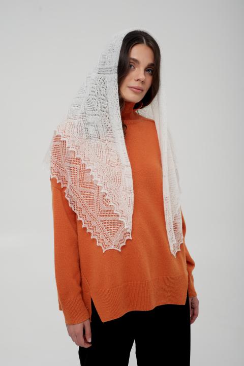 White Lace Down Shawl (100 × 100 cm)