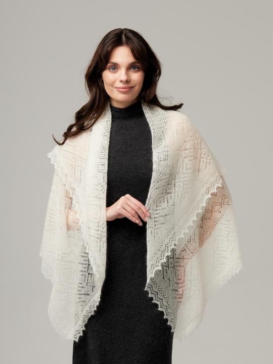 Premium Ecru Lace Down Shawl (120 × 120 cm)