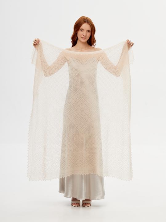 Light Beige Lace Down Shawl (120 × 120 cm)
