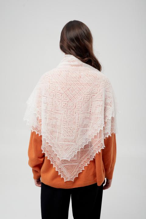 White Lace Down Shawl (100 × 100 cm)
