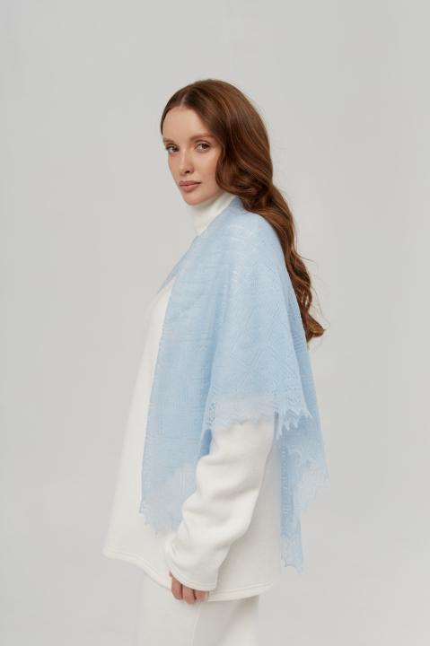 Sky Blue Lace Down Shawl (110 × 110 cm)