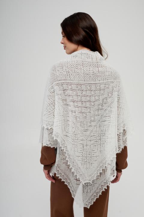White Lace Down Shawl (120 × 120 cm)