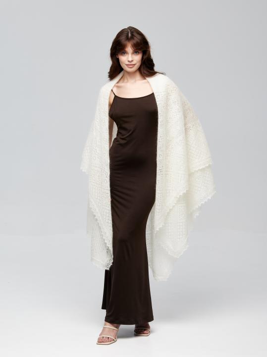 Premium Ecru Down & Silk Shawl (130 × 130 cm)