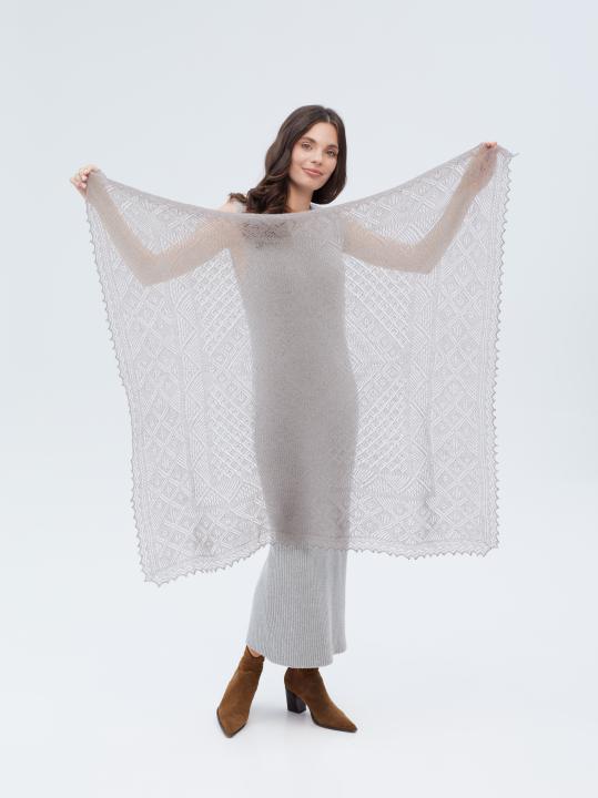 Gray Lace Down Shawl (110 × 110 cm)