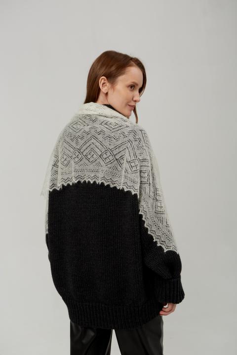 Ecru Lace Down Stole (120 × 40 cm)