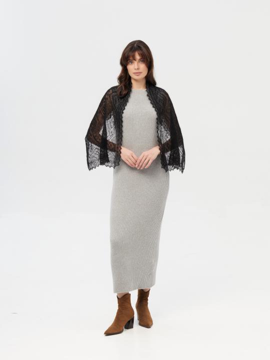 Black Lace Down Stole (120 × 40 cm)