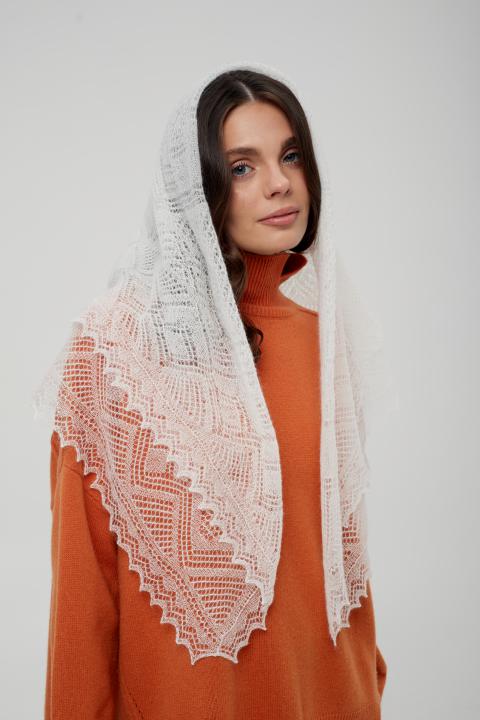 White Lace Down Shawl (100 × 100 cm)