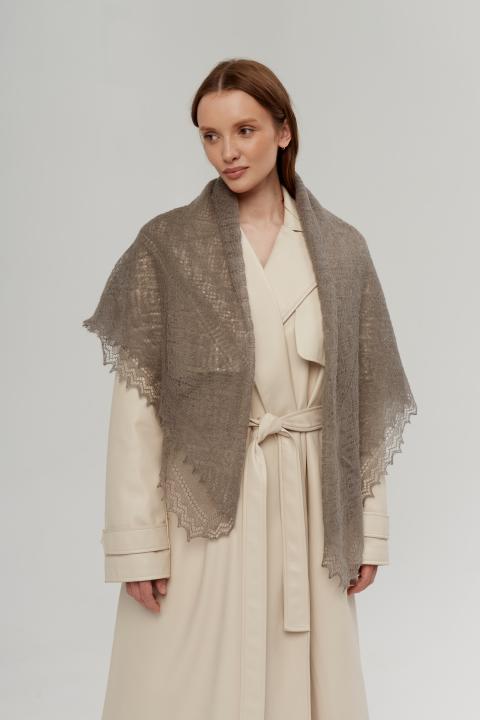 Gray Lace Down Shawl (120×120 cm)