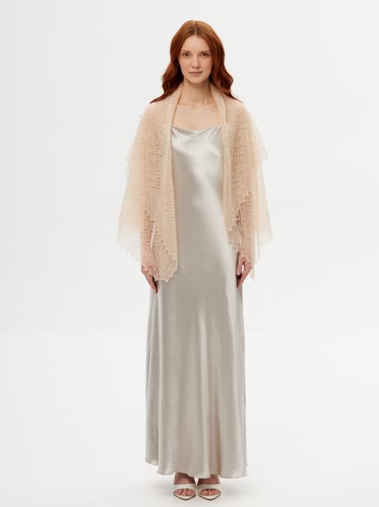 Light Beige Lace Down Shawl (120 × 120 cm)