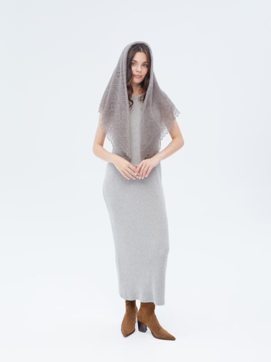 Gray Lace Down Shawl (110 × 110 cm)