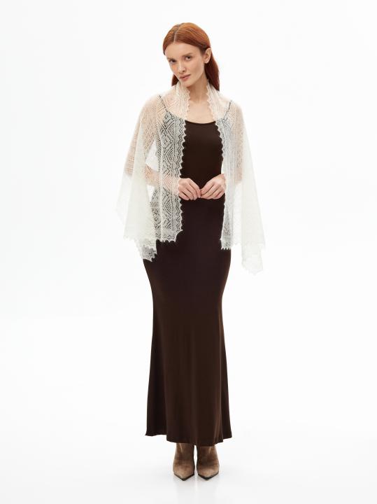 Ecru Lace Down Stole (140 × 60 cm)