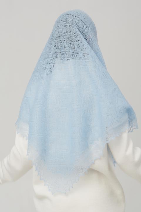 Sky Blue Lace Down Shawl (110 × 110 cm)