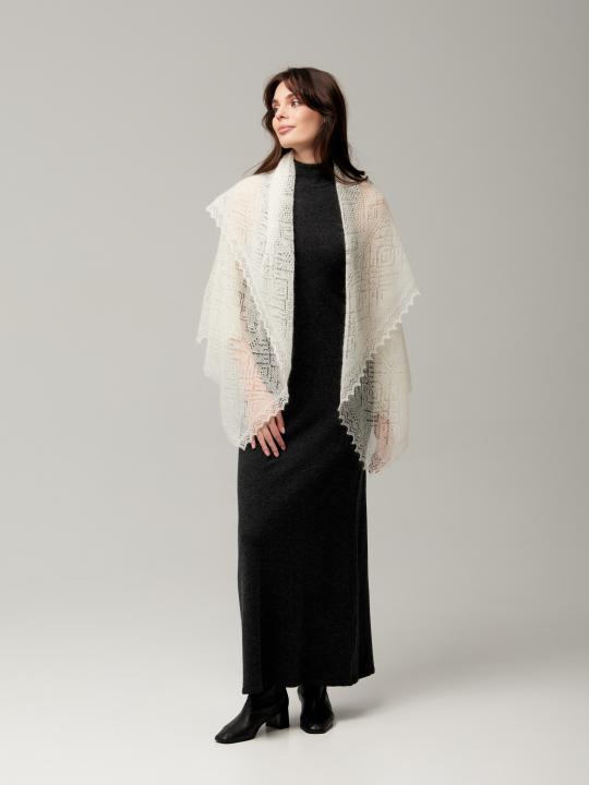 Premium Ecru Lace Down Shawl (120 × 120 cm)
