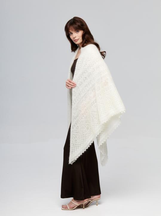 Premium Ecru Down & Silk Shawl (130 × 130 cm)