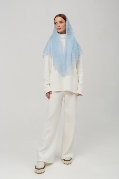 Sky Blue Lace Down Shawl (110 × 110 cm)