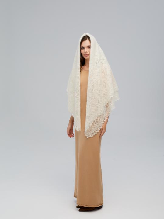 Premium Ecru Down & Silk Shawl (130 × 130 cm)