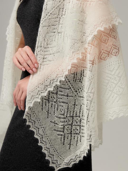 Premium Ecru Lace Down Shawl (120 × 120 cm)