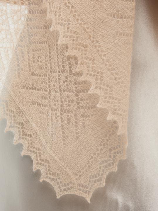 Light Beige Lace Down Shawl (120 × 120 cm)