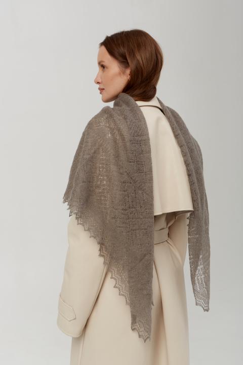 Gray Lace Down Shawl (120×120 cm)
