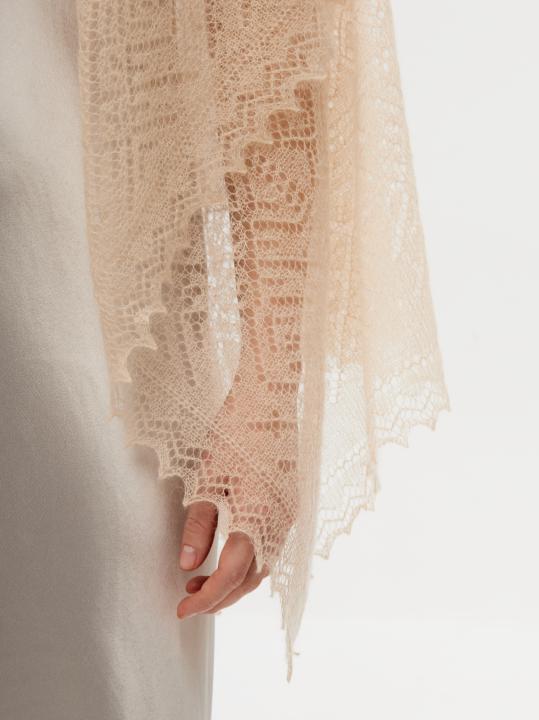 Light Beige Lace Down Shawl (120 × 120 cm)