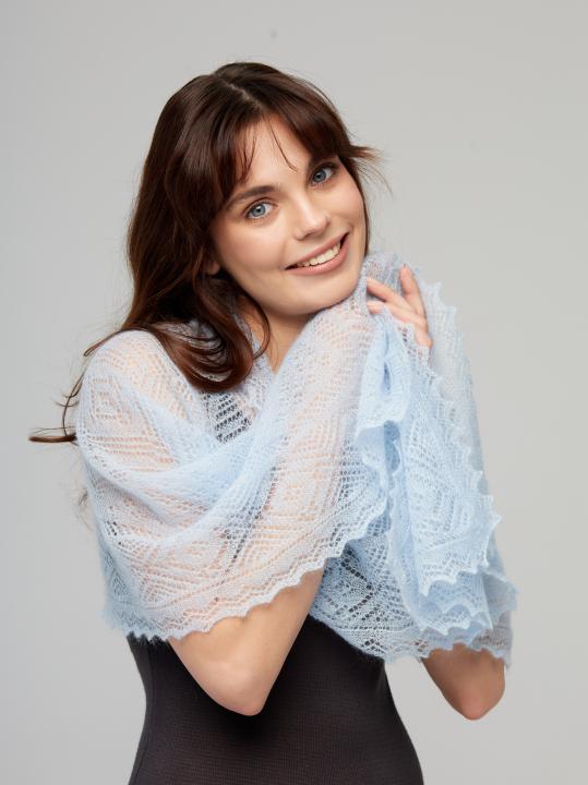 Sky Blue Lace Down Shawl
