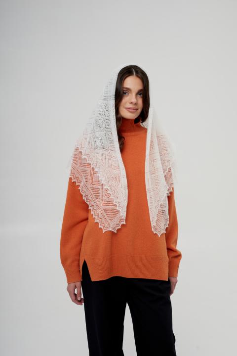 White Lace Down Shawl (100 × 100 cm)