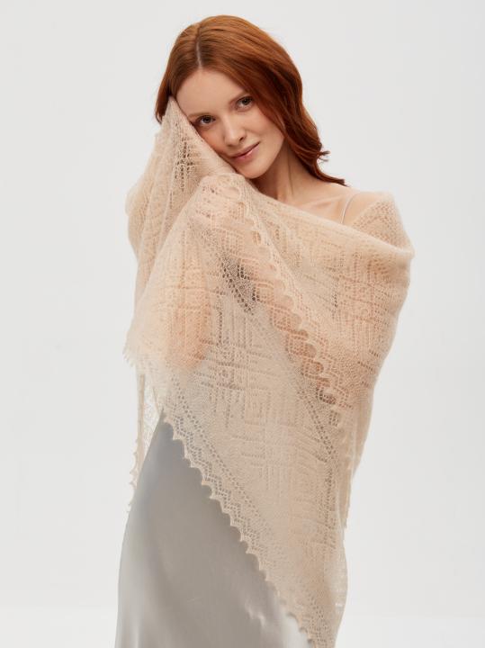 Light Beige Lace Down Shawl (120 × 120 cm)