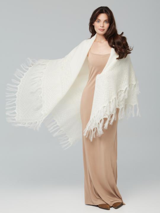 Premium White Down & Silk Shawl (150 × 150 cm)