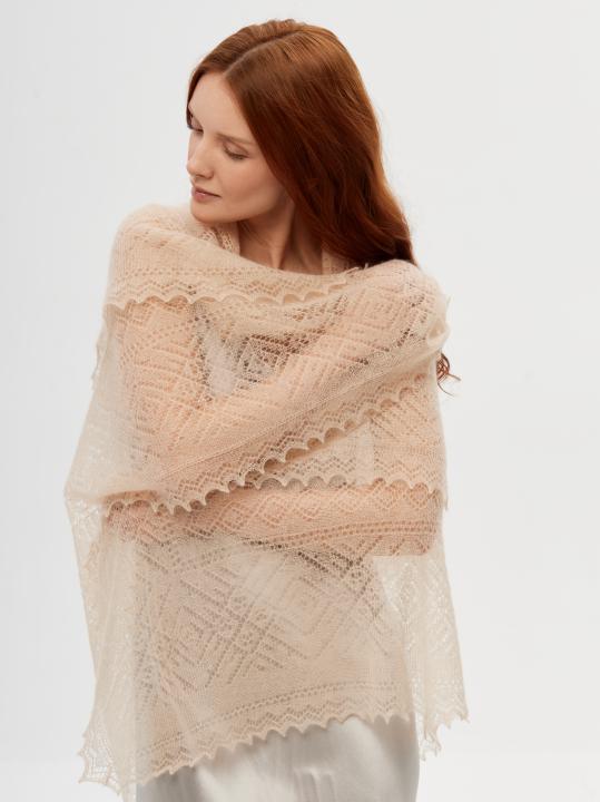 Light Beige Lace Down Shawl (120 × 120 cm)