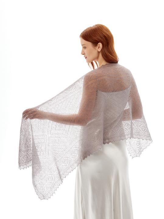 Gray Lace Down Stole (140 × 60 cm)