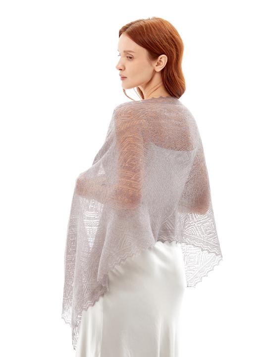 Gray Lace Down Stole (140 × 60 cm)