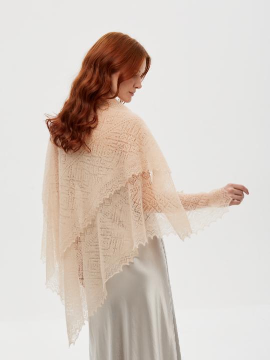 Light Beige Lace Down Shawl (120 × 120 cm)