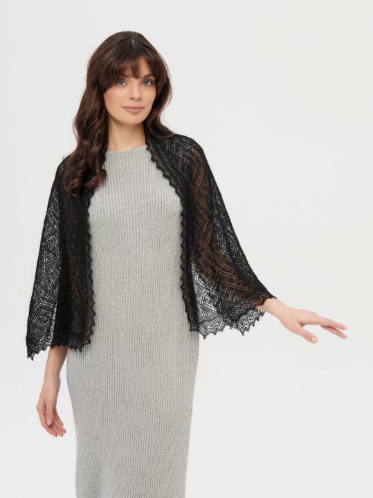 Black Lace Down Stole (120 × 40 cm)