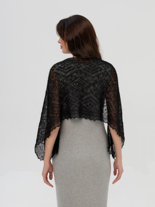 Black Lace Down Stole (120 × 40 cm)