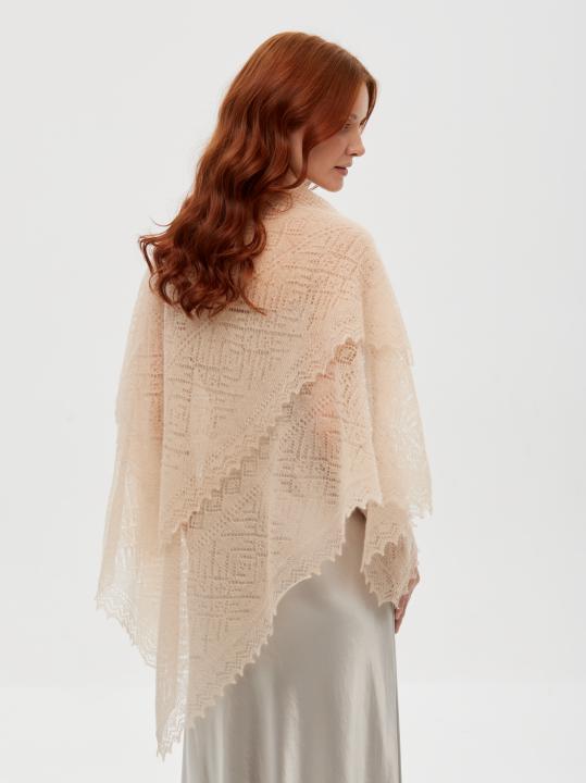 Light Beige Lace Down Shawl (120 × 120 cm)